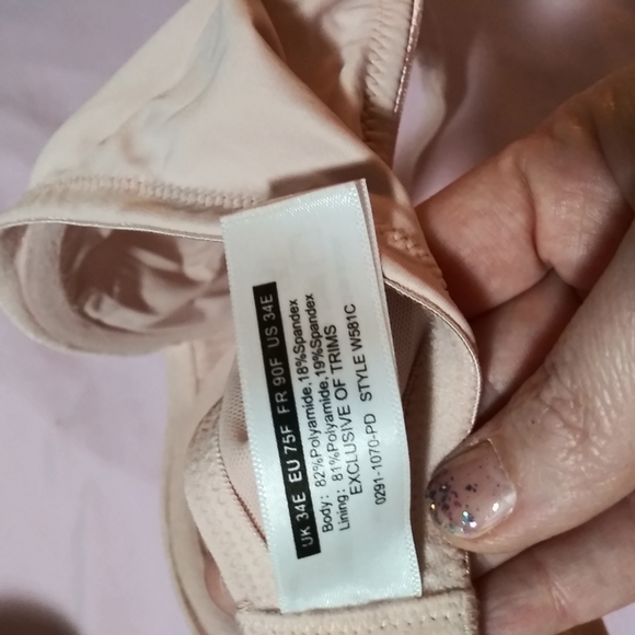 Delmira Size 34E Bra Style W581C Floral mesh beige pink Underwire NWOT. - Picture 4 of 5